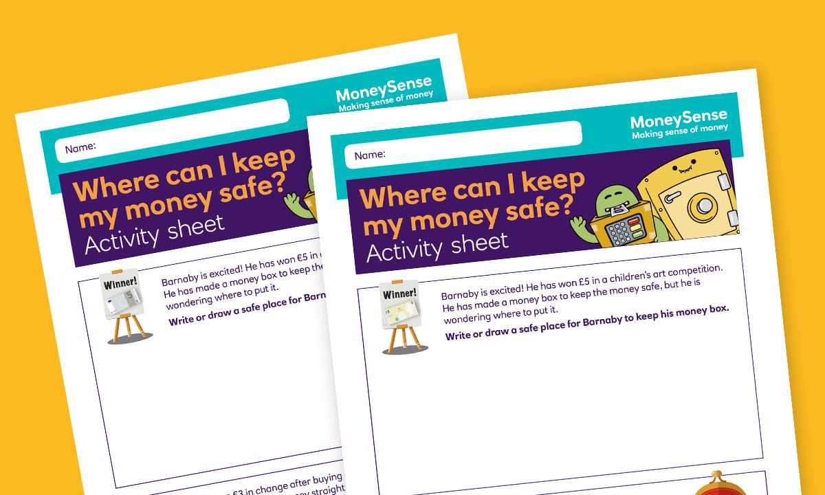 Activity sheet for Where can I keep my money safe?