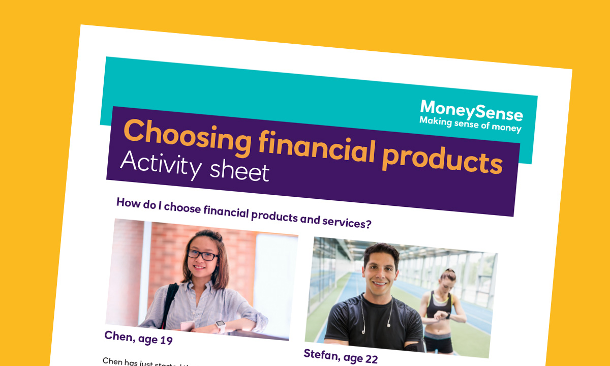 Activity sheet for How do I choose financial products and services?