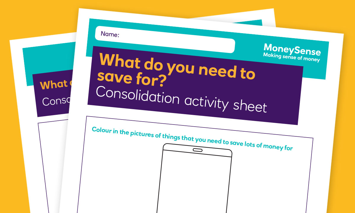 Activity sheet for Why is it important to save money?